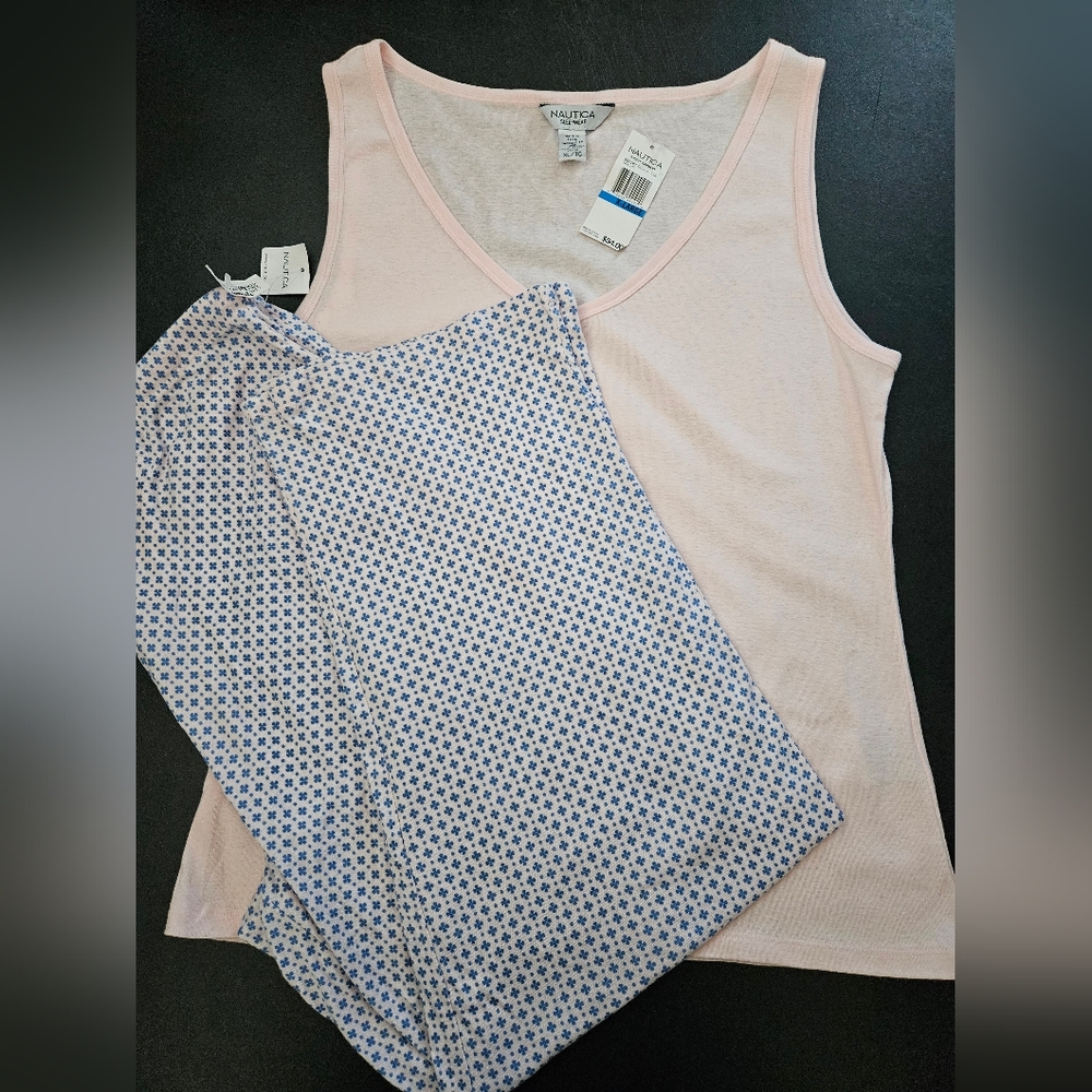 NWT - Nautica Pink Tank Top and Patterned Pants Sleep Set - Size XL
